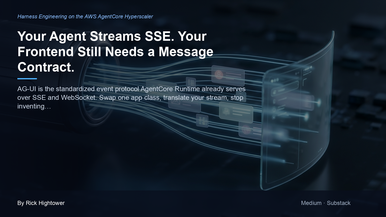 Cover image for “Your Agent Streams SSE. Your Frontend Still Needs a Message Contract.” by Rick Hightower