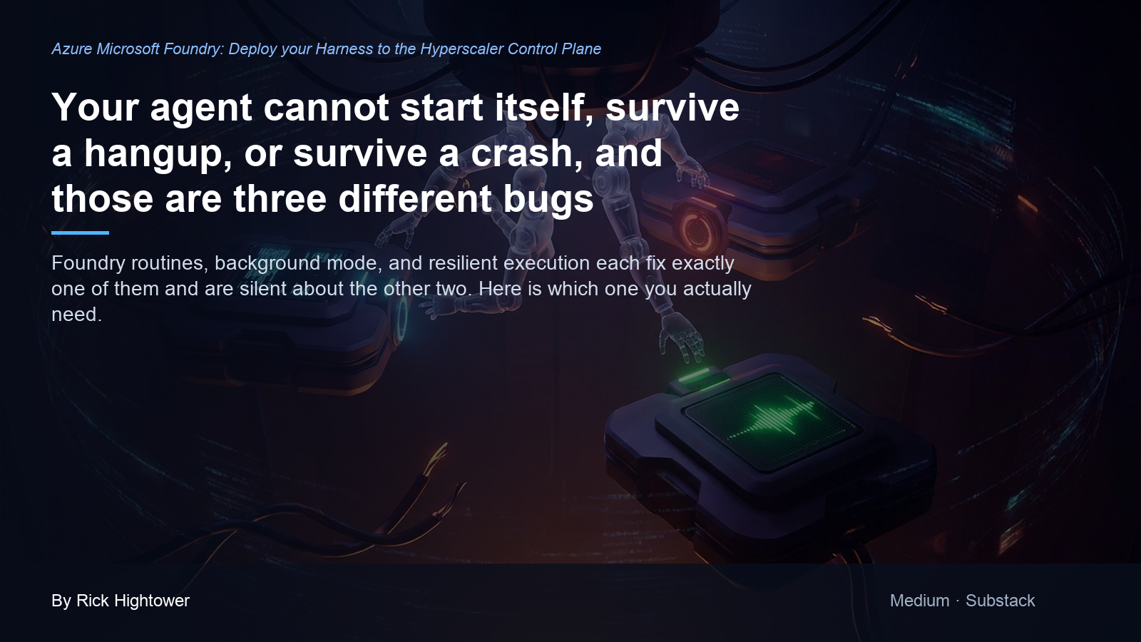 Cover image for “Your agent cannot start itself, survive a hangup, or survive a crash, and those are three different bugs” by Rick Hightower