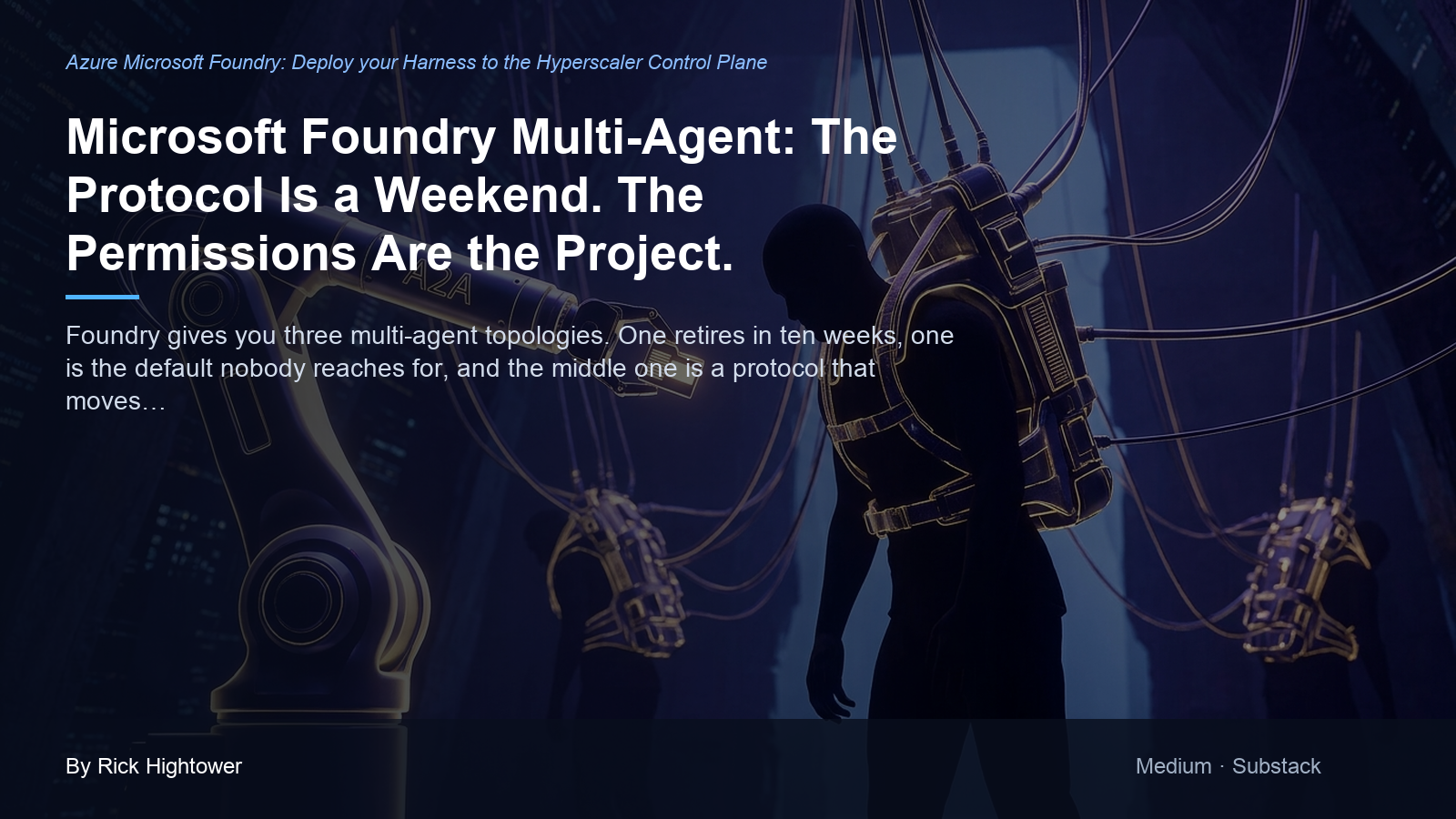 Cover image for “Microsoft Foundry Multi-Agent: The Protocol Is a Weekend. The Permissions Are the Project.” by Rick Hightower