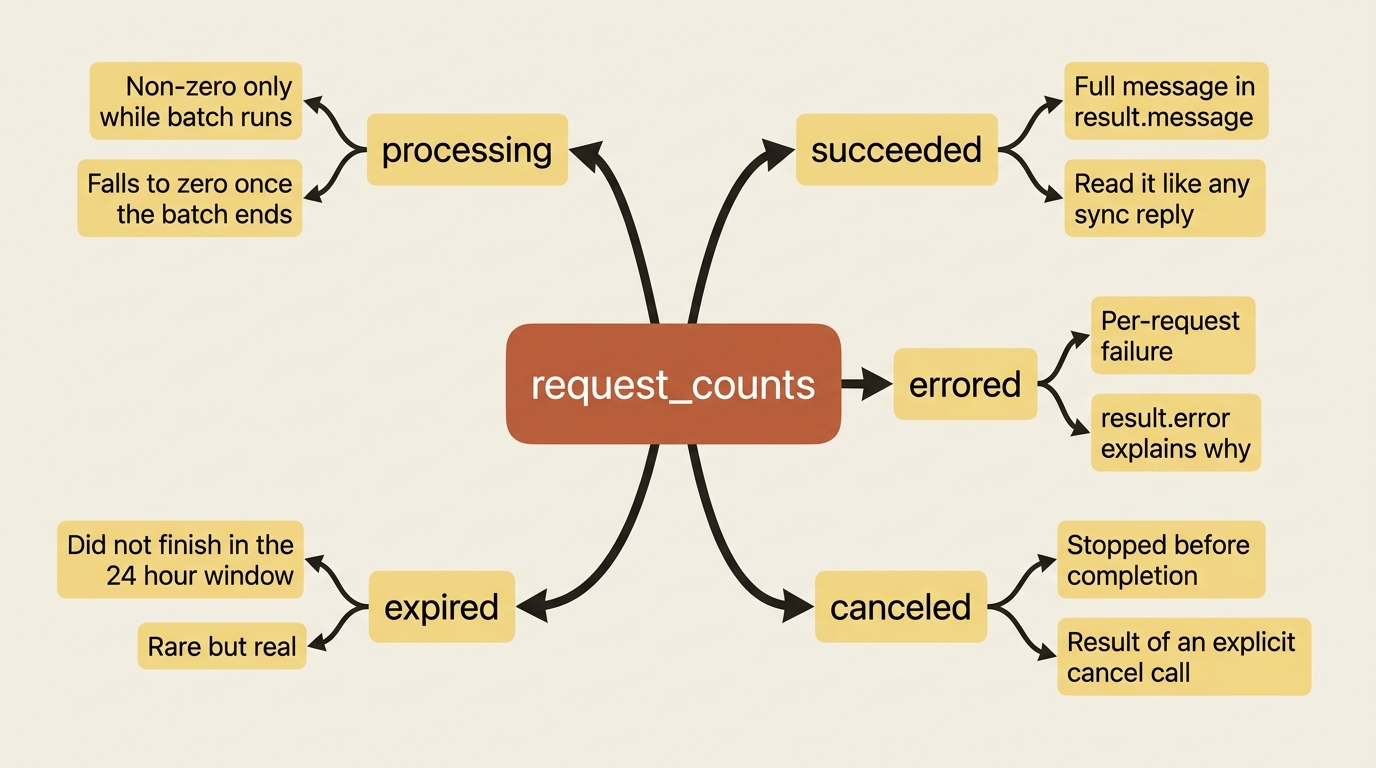 A mindmap of the five fields and what each one means for your reconciliation logic.