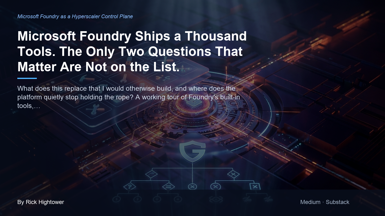 Cover image for “Microsoft Foundry Ships a Thousand Tools. The Only Two Questions That Matter Are Not on the List.” by Rick Hightower