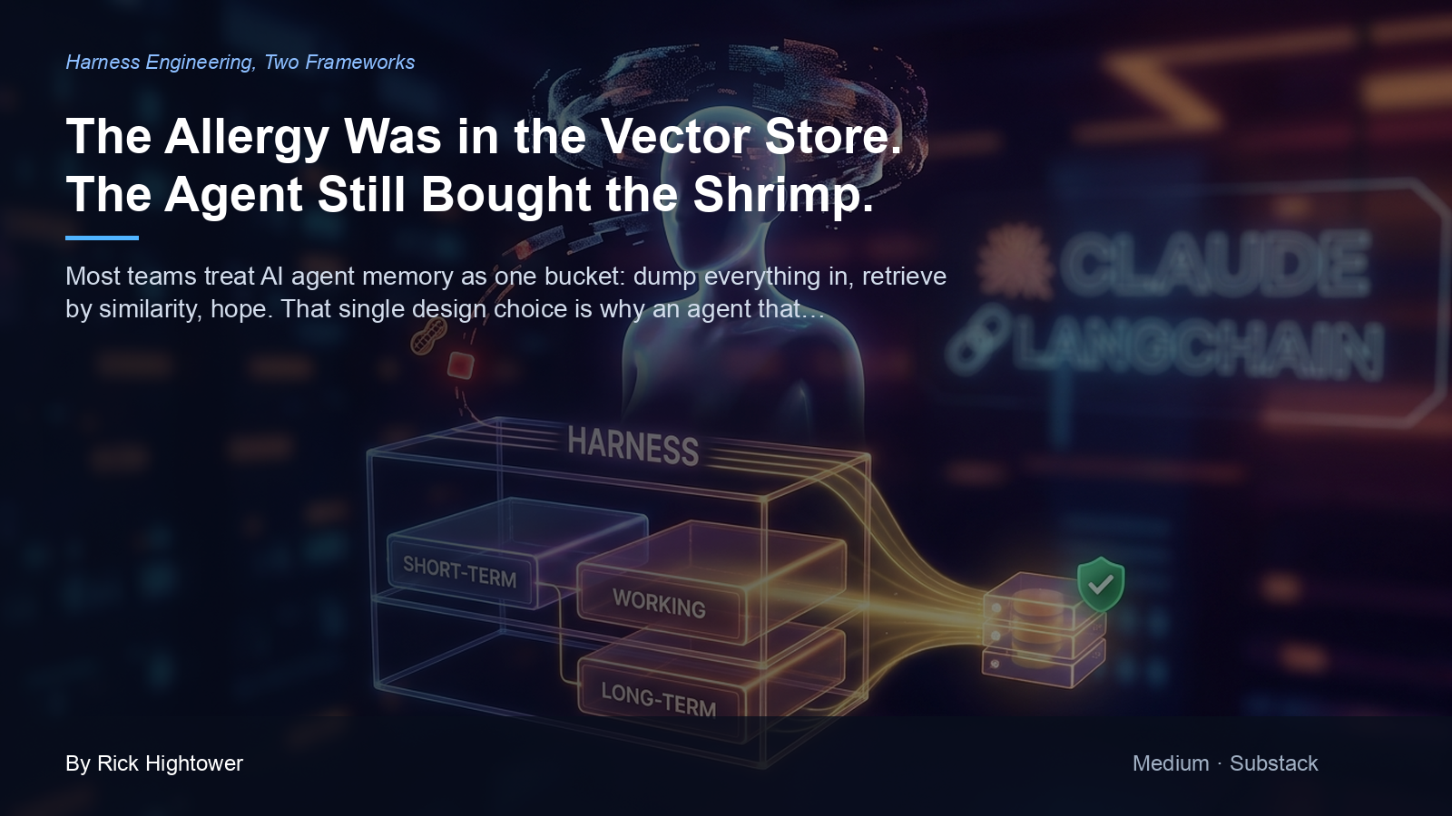 Cover image for “The Allergy Was in the Vector Store. The Agent Still Bought the Shrimp.” by Rick Hightower