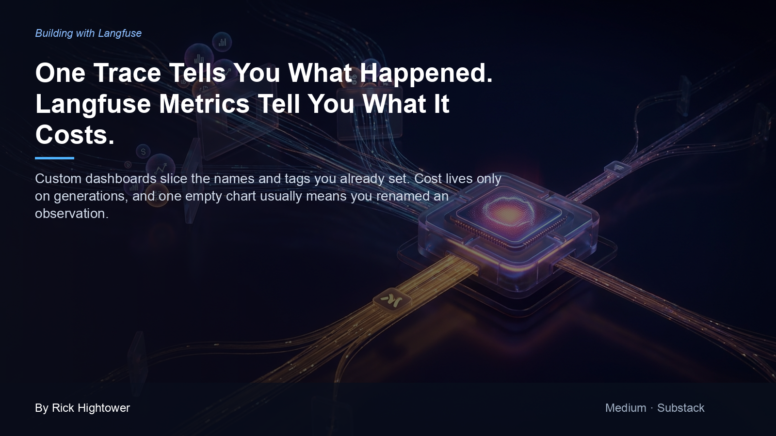 Cover image for “One Trace Tells You What Happened. Langfuse Metrics Tell You What It Costs.” by Rick Hightower