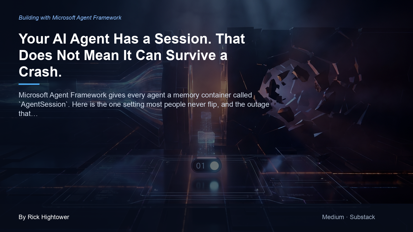 Cover image for “Your AI Agent Has a Session. That Does Not Mean It Can Survive a Crash.” by Rick Hightower