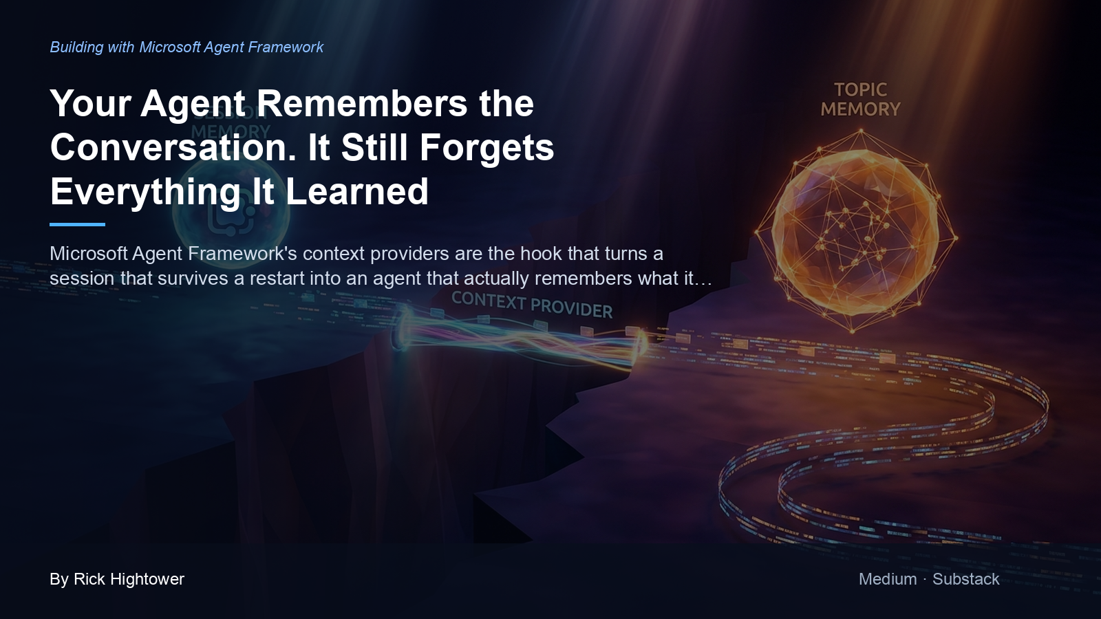 Cover image for “Your Agent Remembers the Conversation. It Still Forgets Everything It Learned” by Rick Hightower