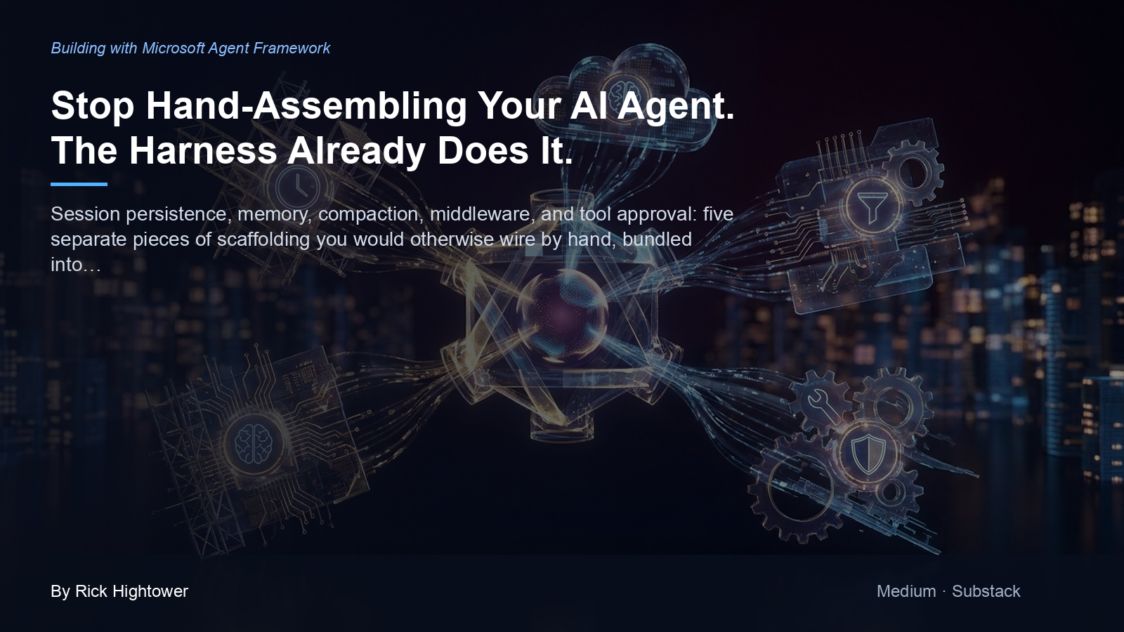 Cover image for “Stop Hand-Assembling Your AI Agent. The Harness Already Does It.” by Rick Hightower
