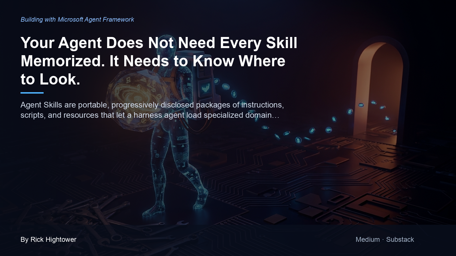 Cover image for “Your Agent Does Not Need Every Skill Memorized. It Needs to Know Where to Look.” by Rick Hightower