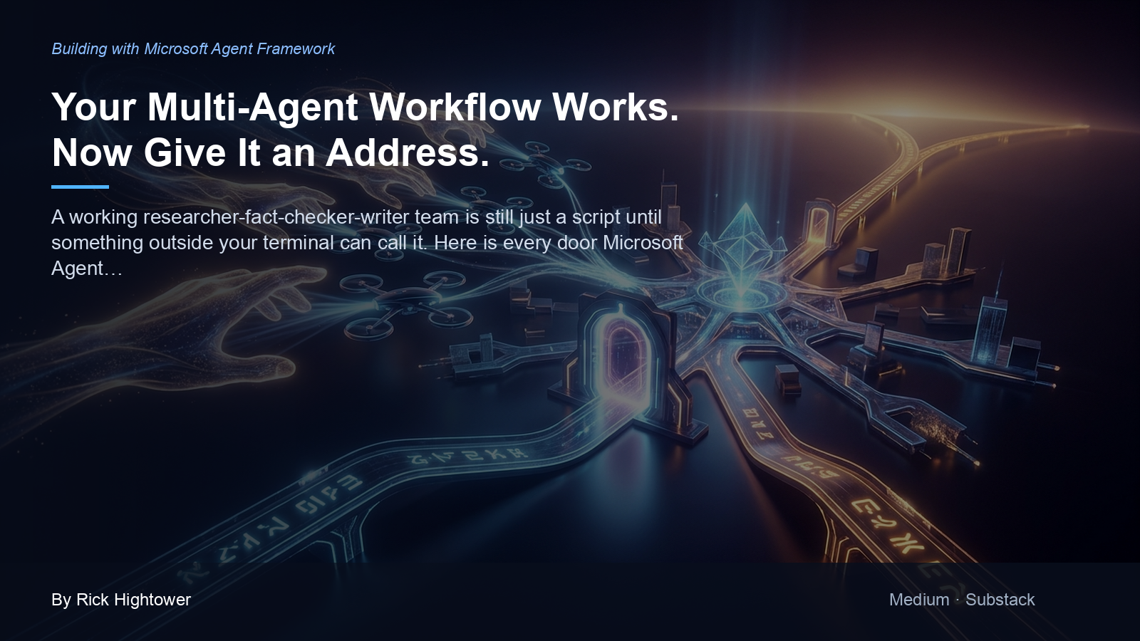 Cover image for “Your Multi-Agent Workflow Works. Now Give It an Address.” by Rick Hightower