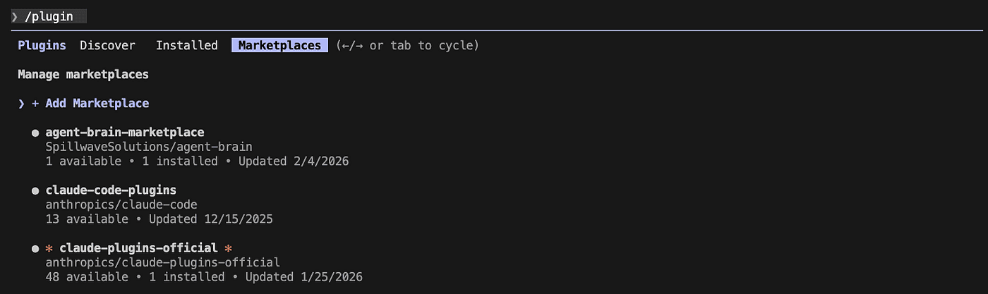 You will see the agent brain listed under installed plugins