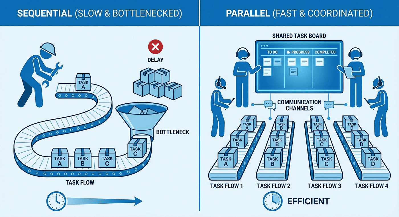 Sequential vs parallel team coordination