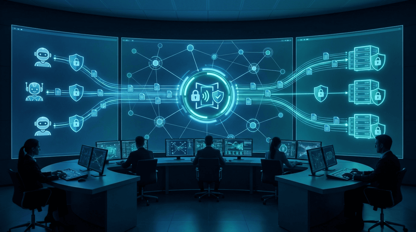 Enterprise MCP control plane architecture with centralized gateway, policy enforcement, and governed AI agent access channels