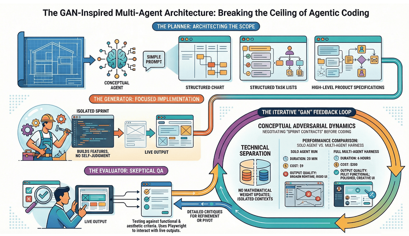 Anthropic's Harness Design Paper: GAN-Inspired Multi-Agent Architecture